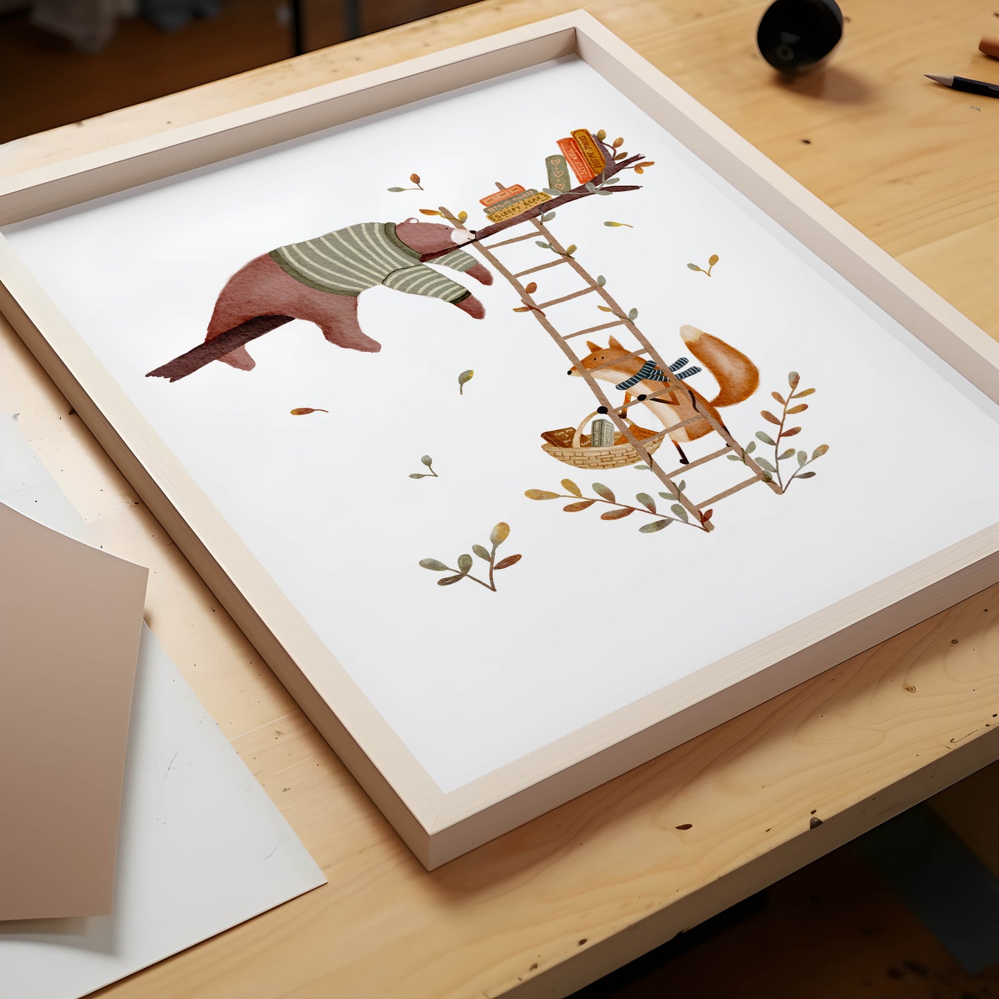 Whimsical Woodland Animal Art Set, 3 Prints, Sage Green Nursery & Kids Room Decor