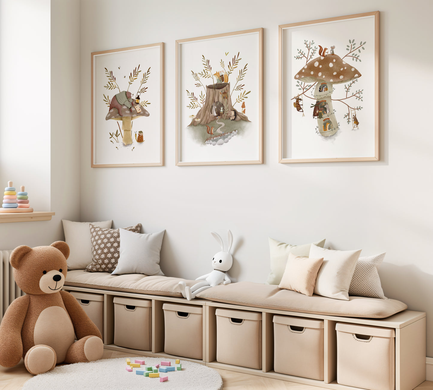 Woodland Nursery Prints – Mushroom Nursery Art | Forest Animal Wall Art Set