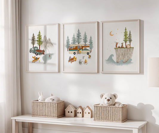 Set of Three Adventure Art Prints For Children