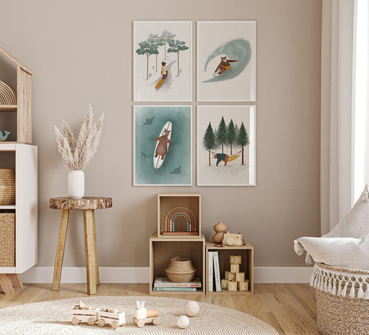 Adventure Art Prints Set of 4 - Outdoor Room Decor - Prints - Urchin Bay
