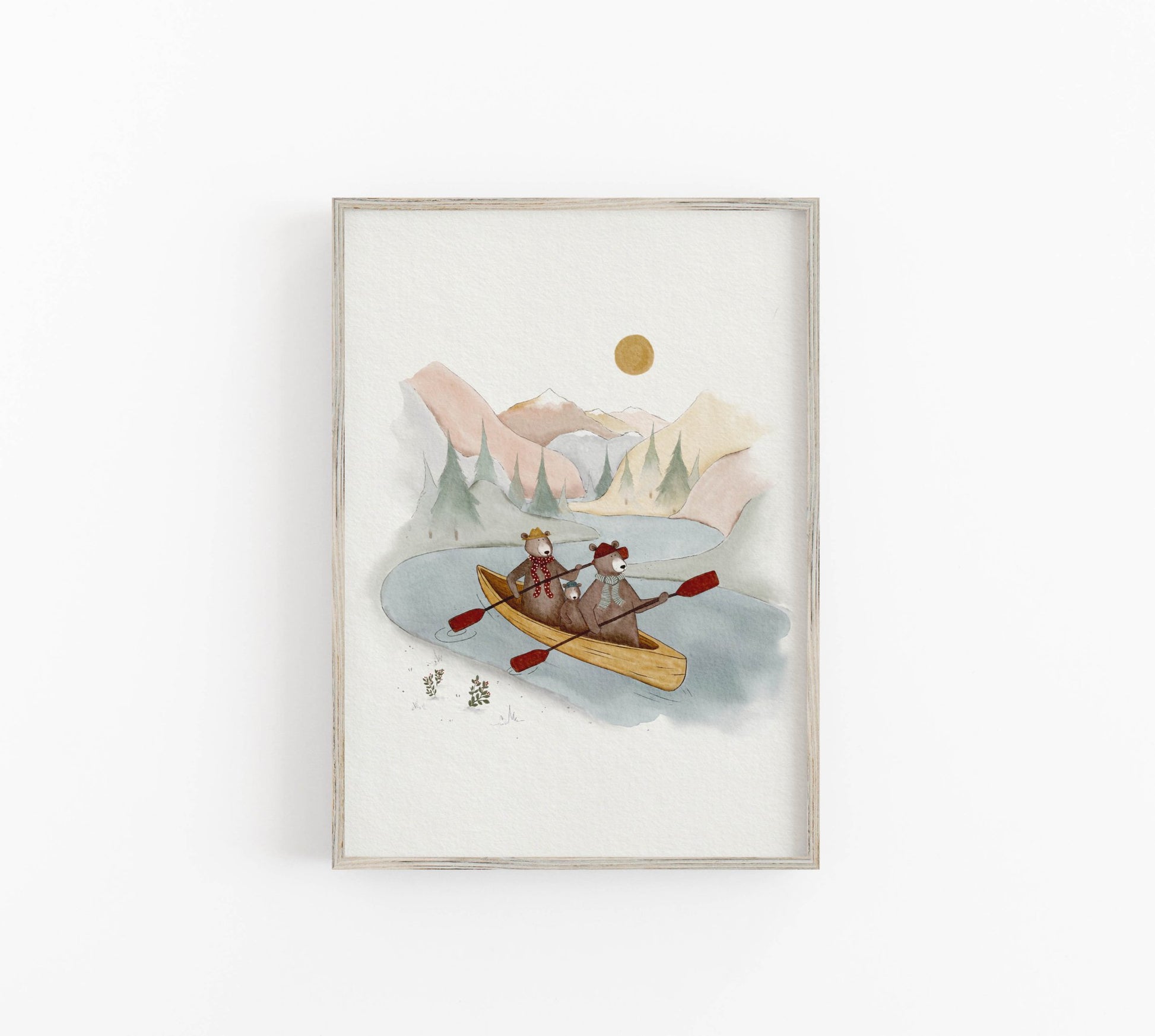 Adventure Wall Art, Bear Family Kayaking Adventure Print - Prints - Urchin Bay