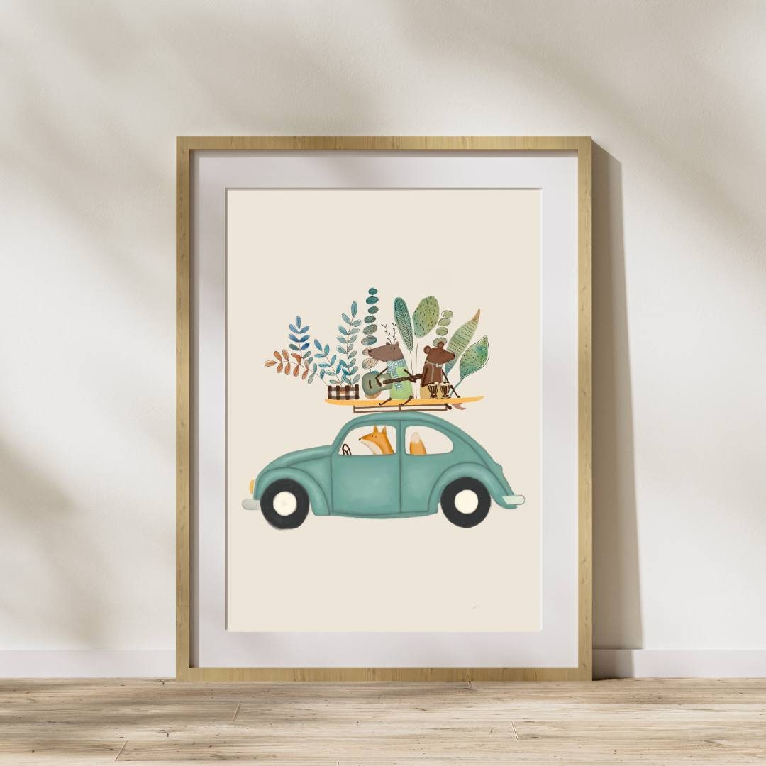 Animal Musician Car Wall Art for Kids - Prints - Urchin Bay
