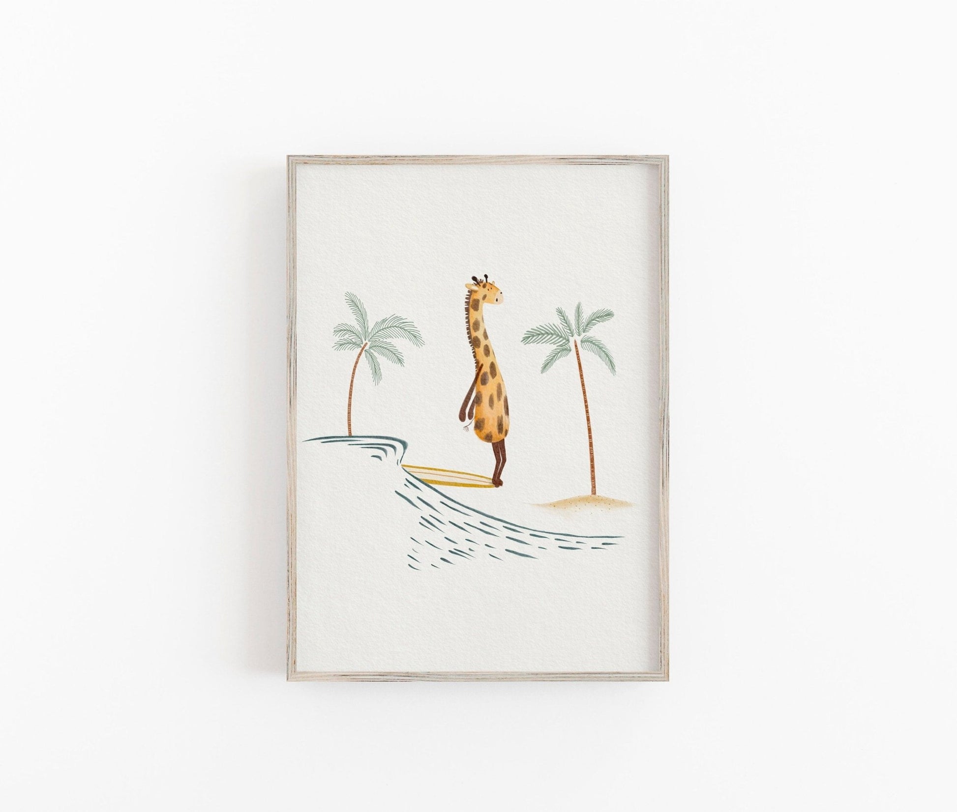 Animal Surfing Art Print - Kids Beach Wall Decor - Prints - Urchin Bay