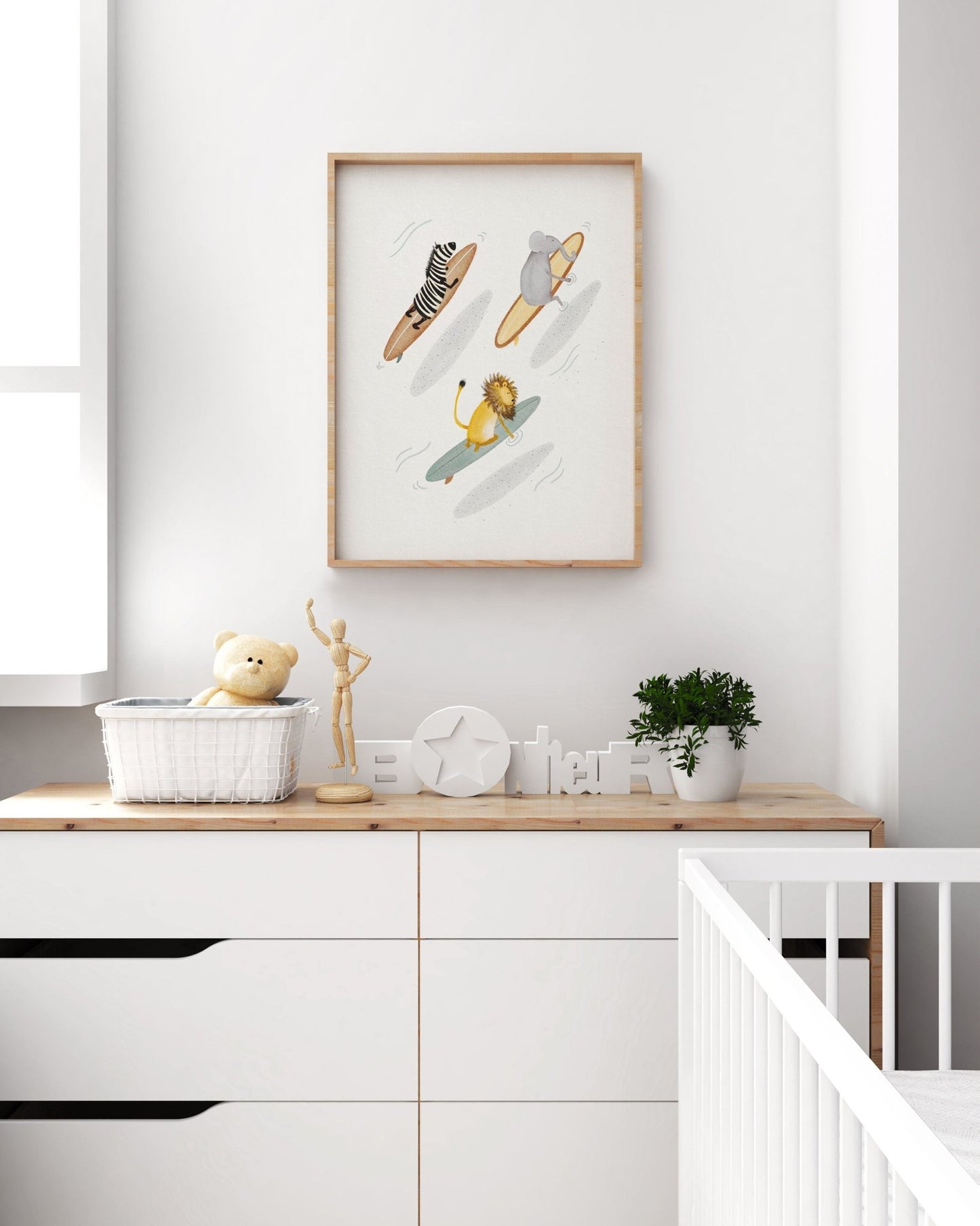 Animal Surfing Art Print, Surfing Room Decor - Prints - Urchin Bay