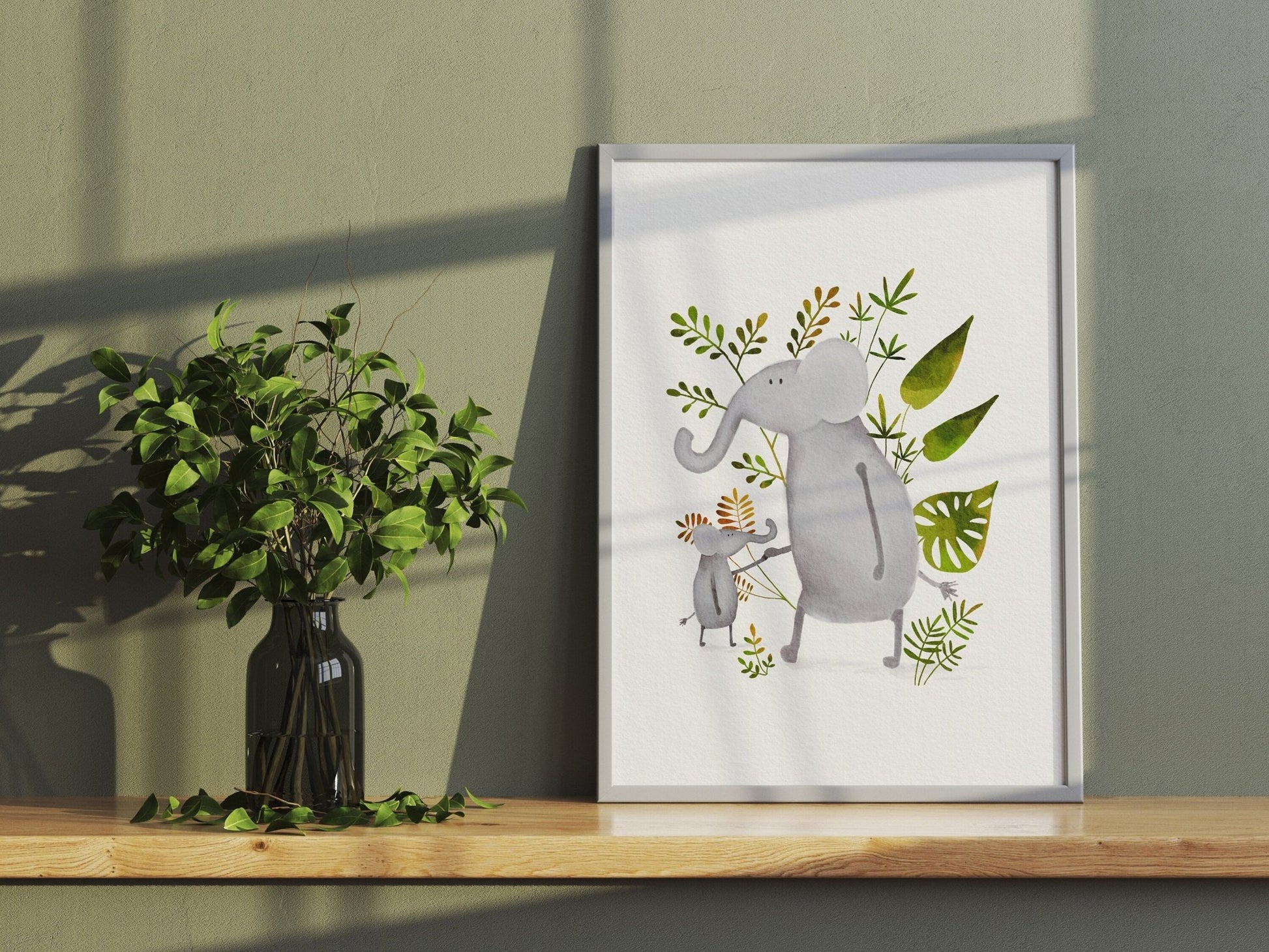 Baby Elephant Nursery Art Print - Hand Painted Wall Decor - Prints - Urchin Bay