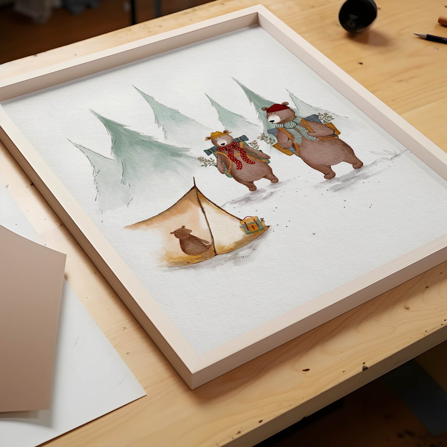 Bear Family Camping Art Print For Children's Room - Prints - Urchin Bay