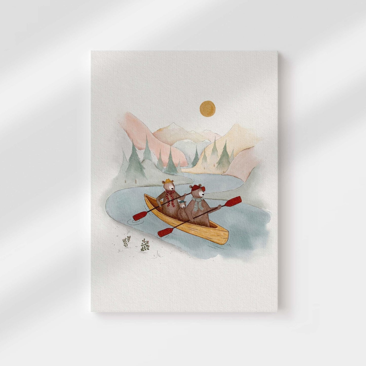 Bear Kayak Adventure Canvas Wall Art - Canvas - Urchin Bay