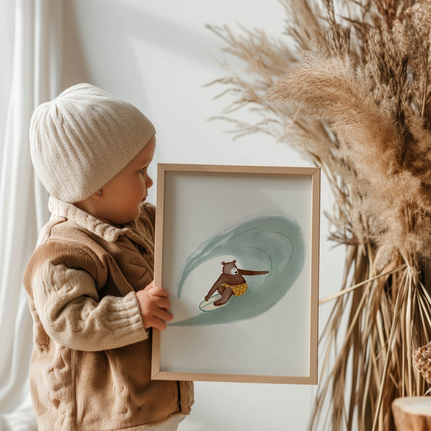 Bear Riding The Barrel Surf Art Print - Prints - Urchin Bay
