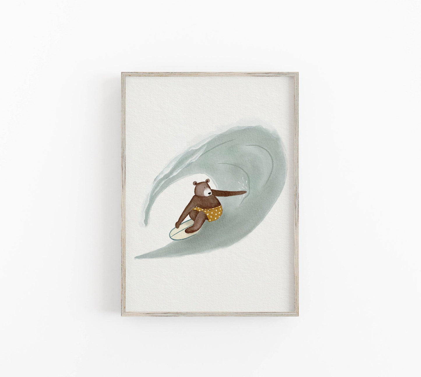 Bear Riding The Barrel Surf Art Print - Prints - Urchin Bay