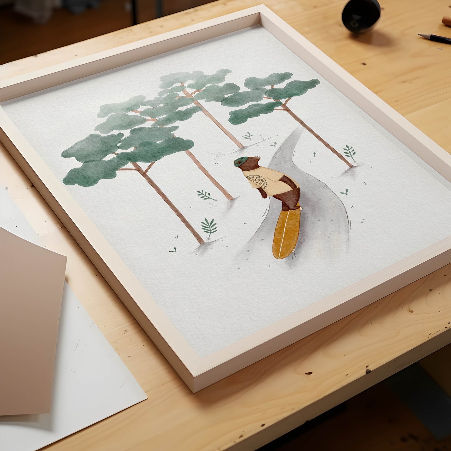 Bear Skateboarding Art Print For Kids - Prints - Urchin Bay