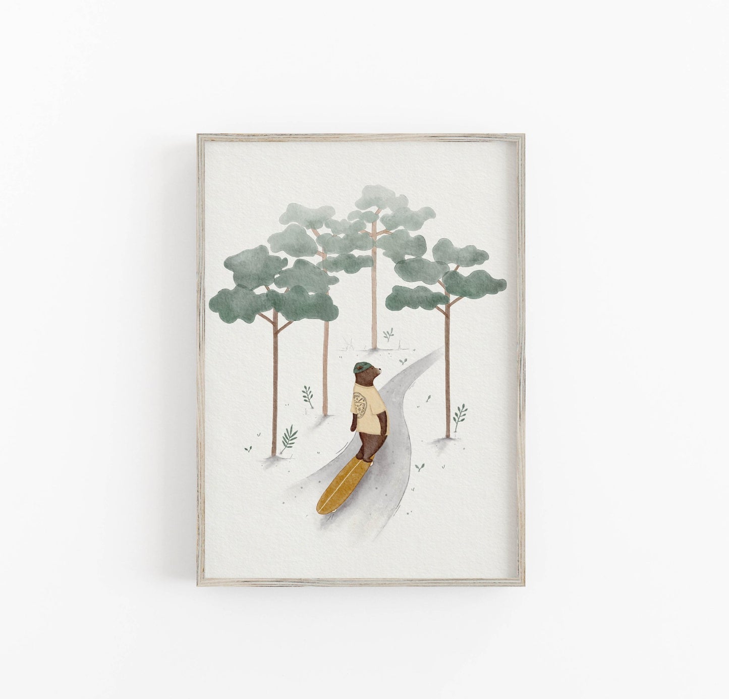 Bear Skateboarding Art Print For Kids - Prints - Urchin Bay