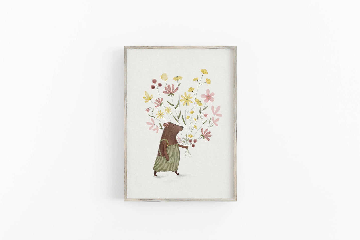 Bear Wildflowers Art Print, Whimsical Wall Decor - Prints - Urchin Bay