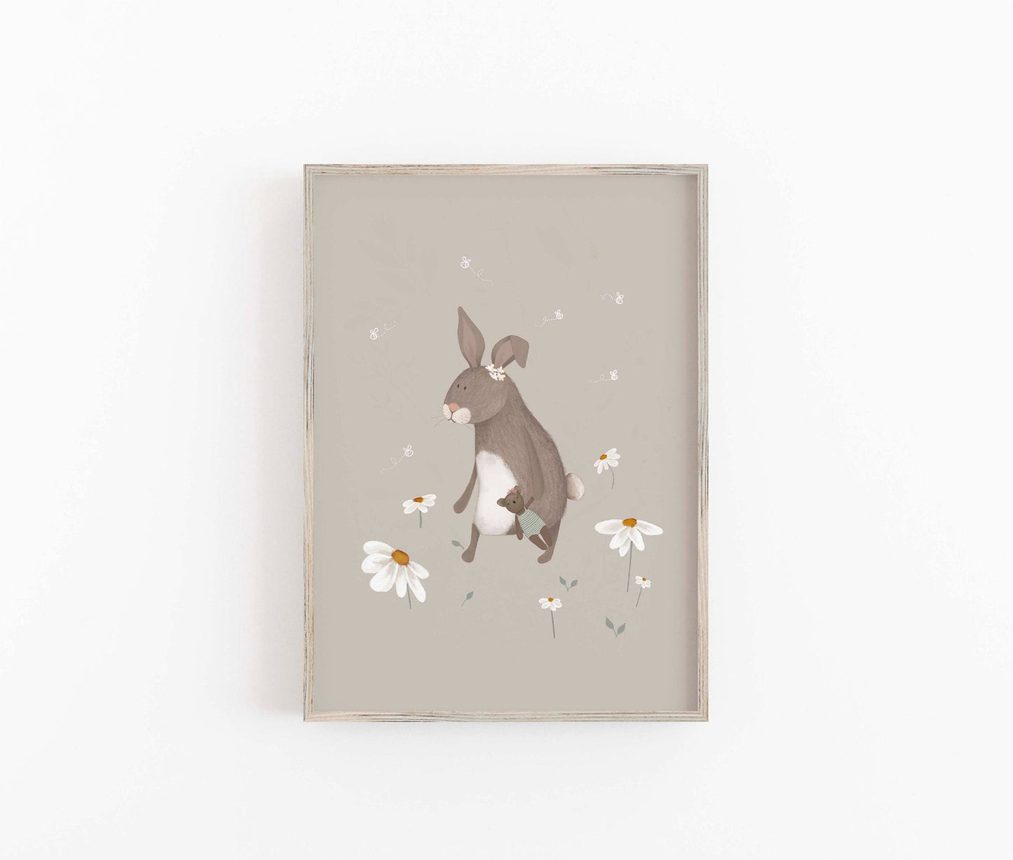Bunny Rabbit Art Print with Flowers - Prints - Urchin Bay