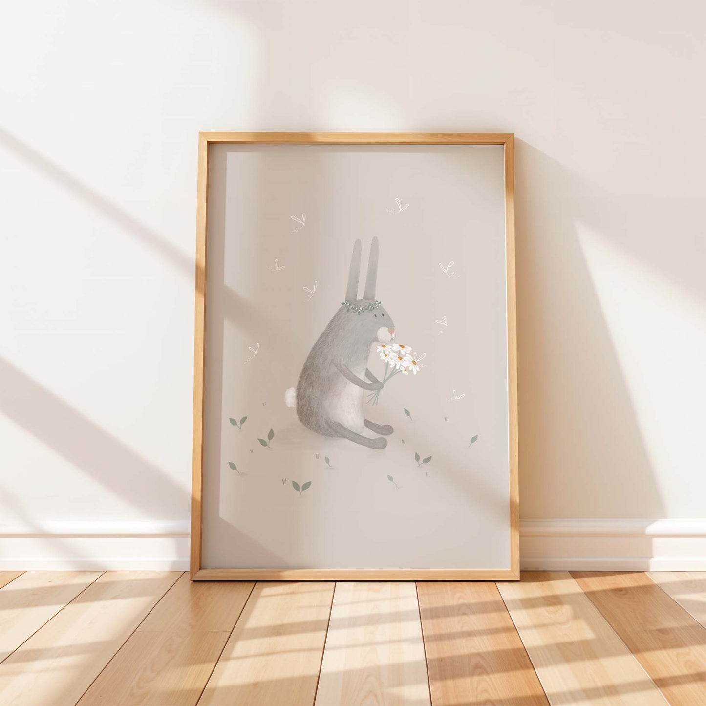 Bunny Rabbit Daisy Flower Art Print - Prints - Urchin Bay