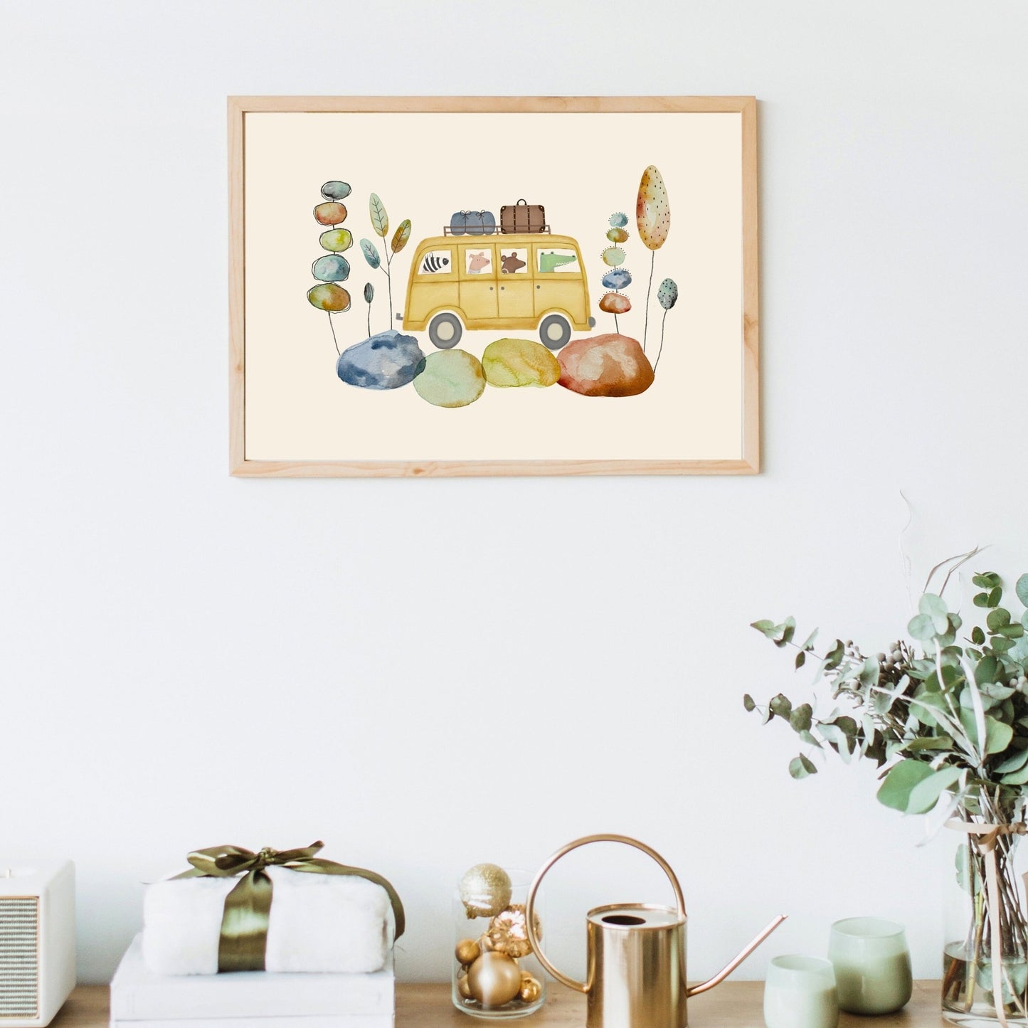 Camper Van Nursery Art Prints, Nursery Travel Wall Art, Kids Transport Prints for Playroom, Animal Nursery Decor, Children's Posters - Urchin Bay