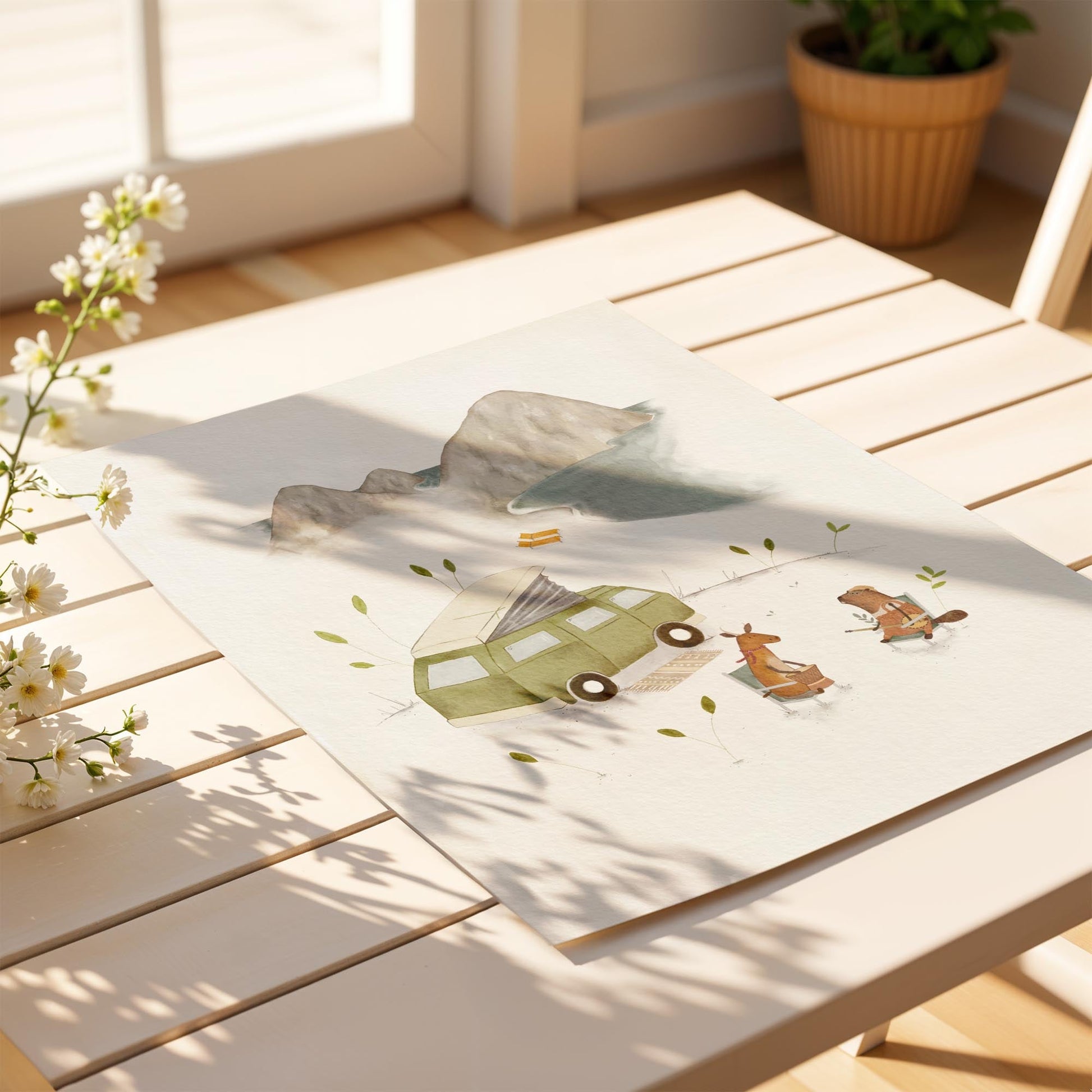 Camper Van Print – Beach Adventure Room Decor - Prints - Urchin Bay