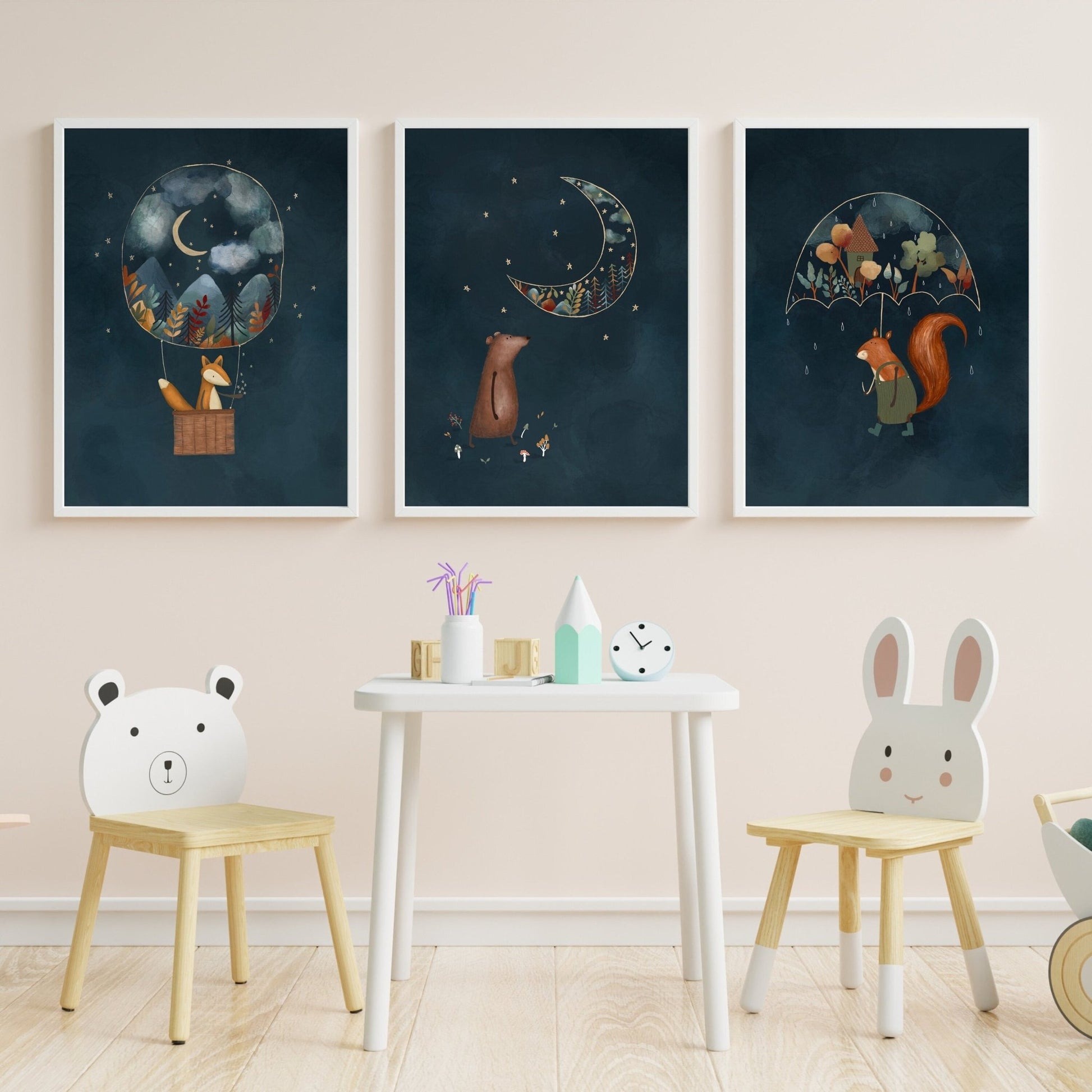 Childrens Animal Poster Set - Prints - Urchin Bay