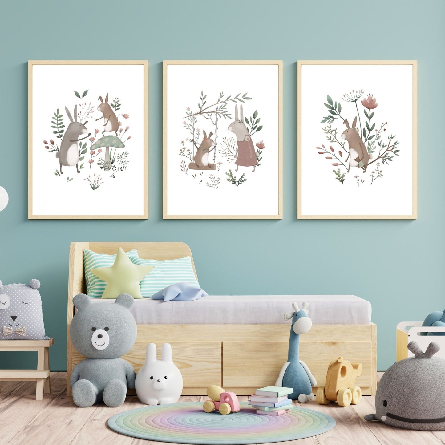 Childrens Bunny Rabbit Art Prints - Set of 3 - Prints - Urchin Bay
