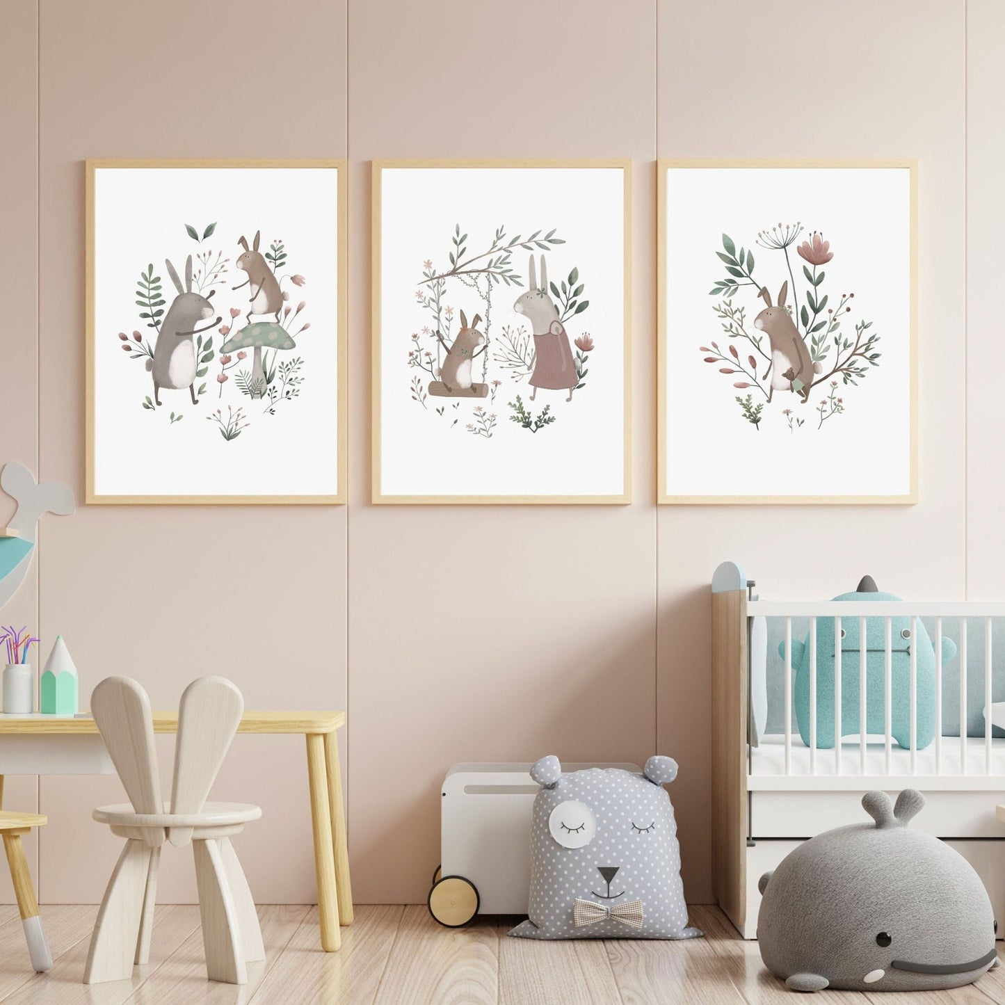 Childrens Bunny Rabbit Art Prints - Set of 3 - Prints - Urchin Bay