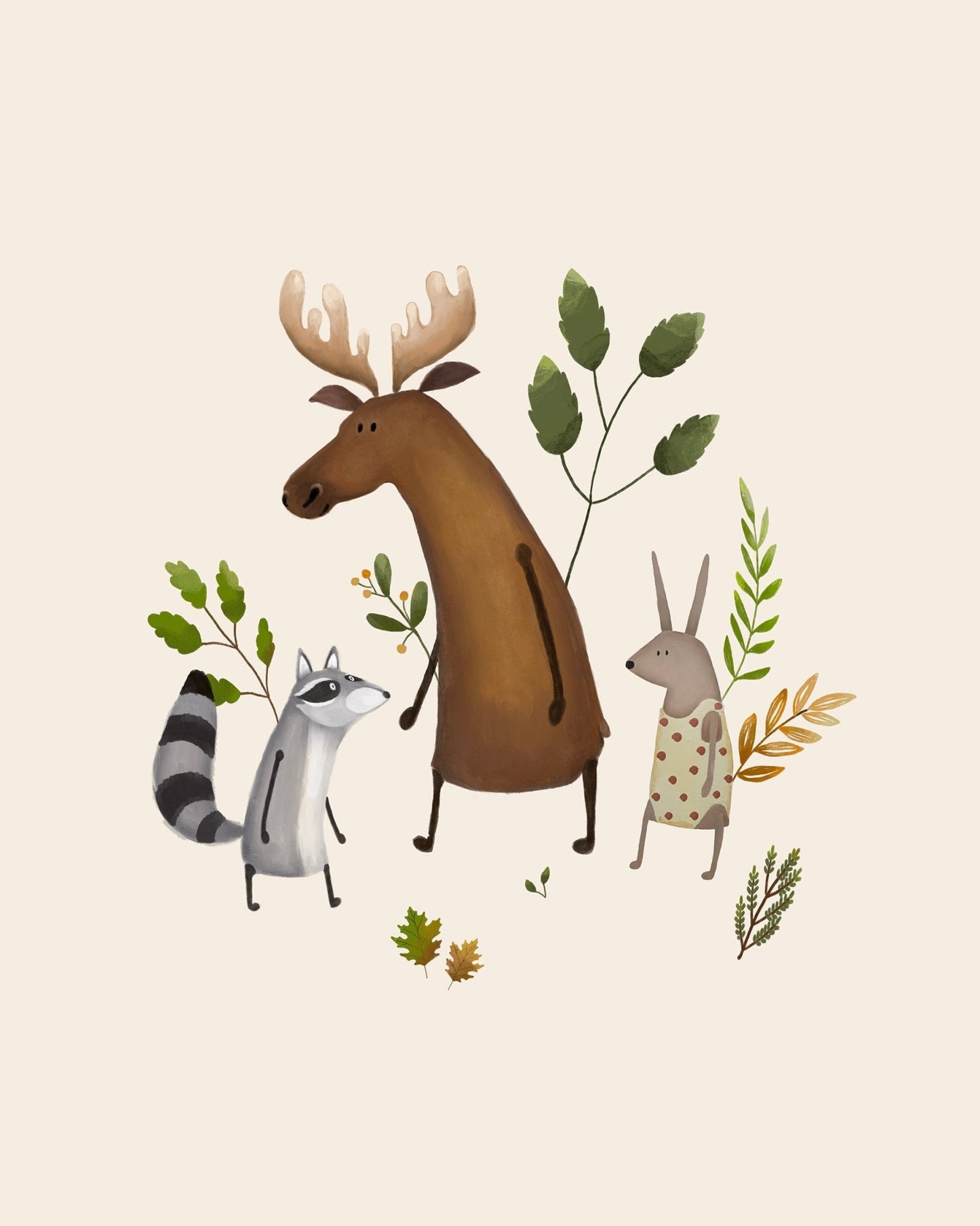 Childrens Moose Poster - Scandi Nursery Animal Print - Prints - Urchin Bay