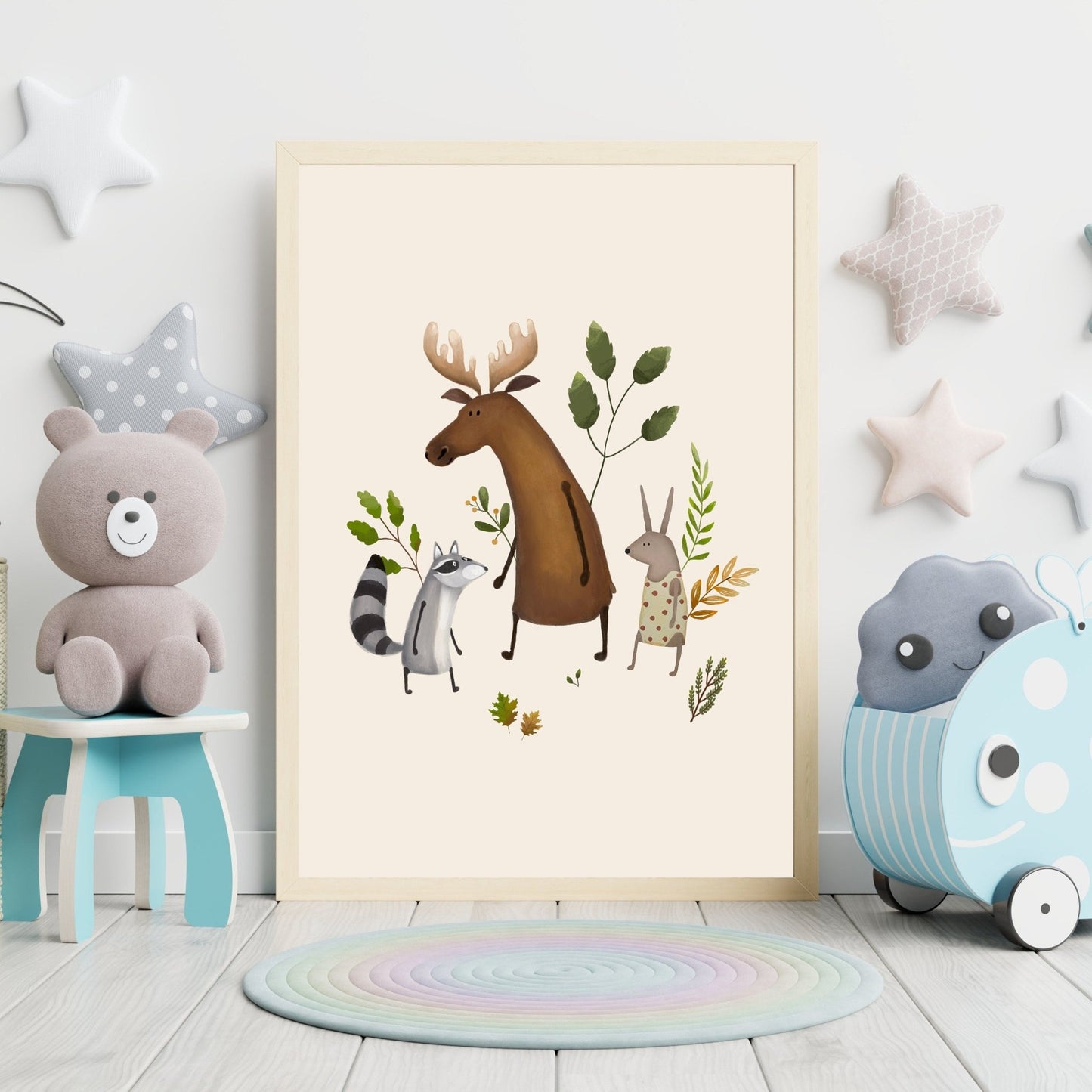 Childrens Moose Poster - Scandi Nursery Animal Print - Prints - Urchin Bay