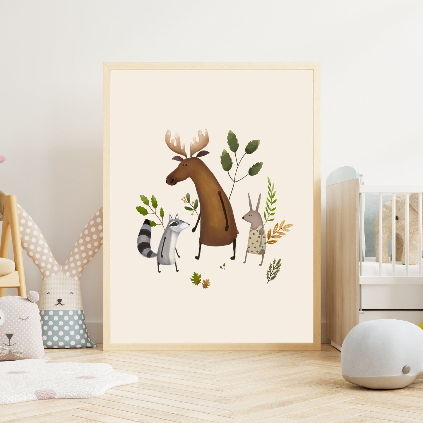 Childrens Moose Poster - Scandi Nursery Animal Print - Prints - Urchin Bay