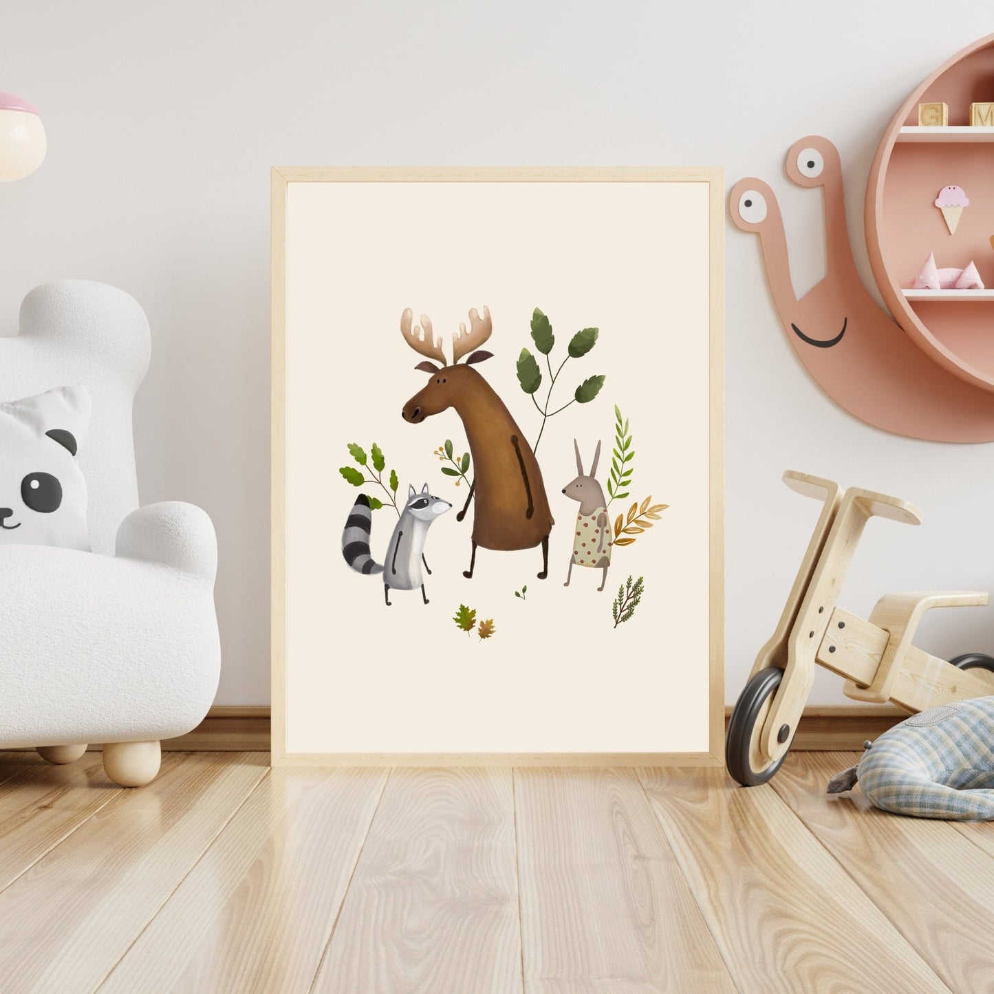 Childrens Moose Poster - Scandi Nursery Animal Print - Prints - Urchin Bay