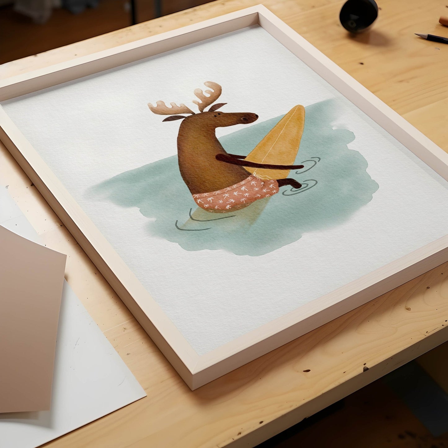 Childrens Surfing Print - Hand Painted Animal Surf Art - Prints - Urchin Bay