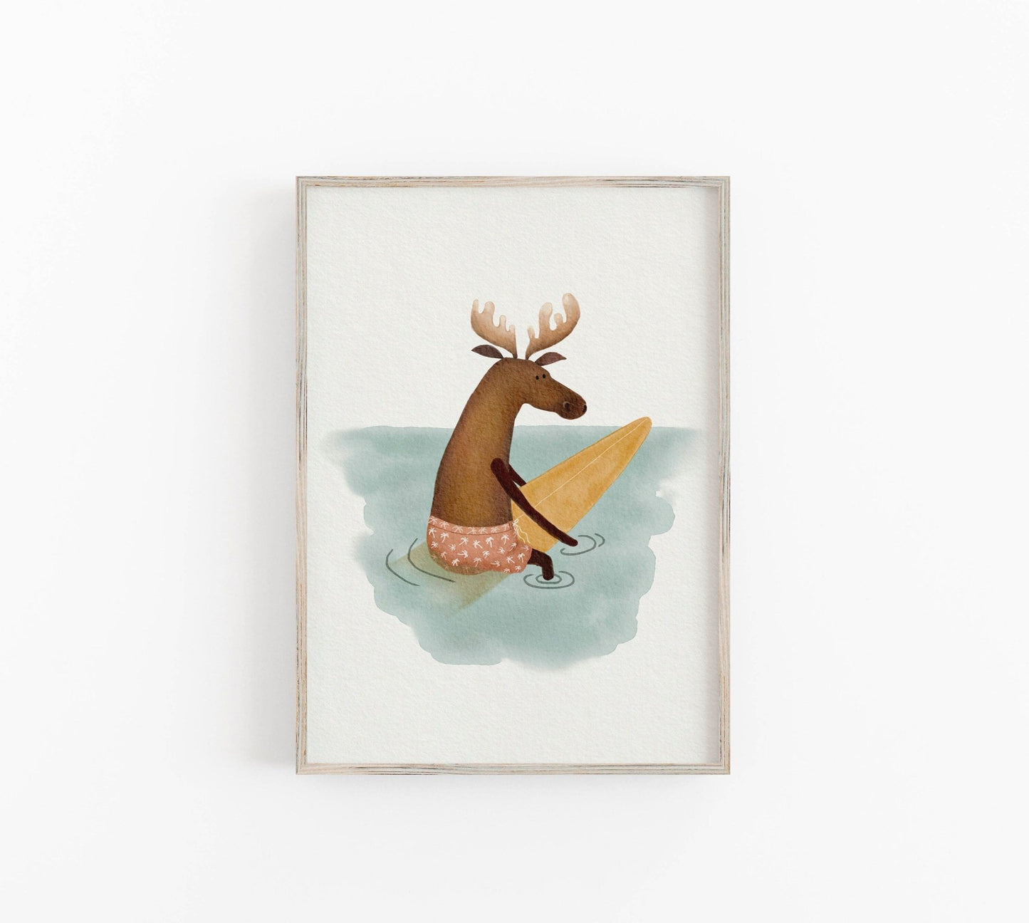 Childrens Surfing Print - Hand Painted Animal Surf Art - Prints - Urchin Bay
