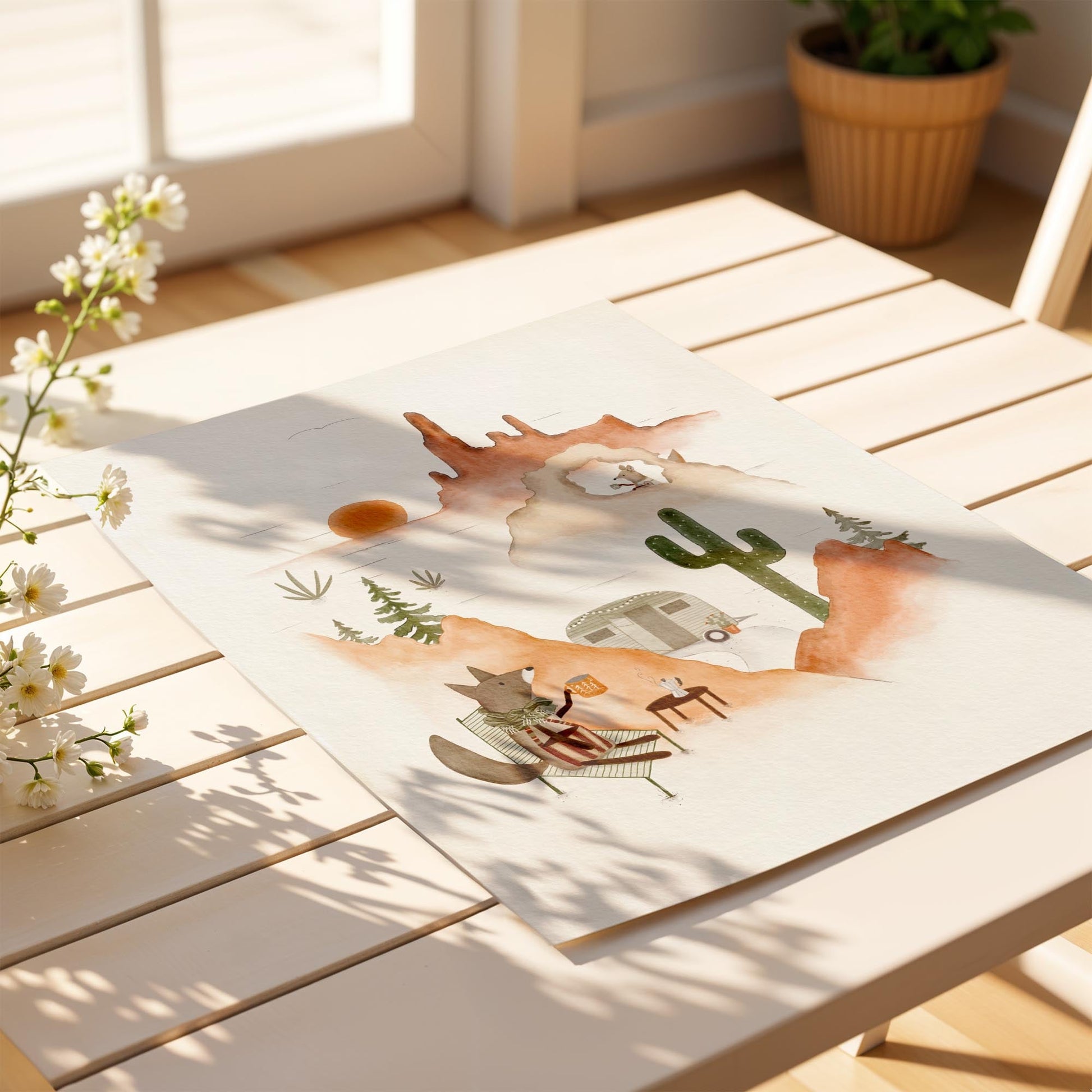 Desert Camping Adventure Art Print For Kids - Prints - Urchin Bay