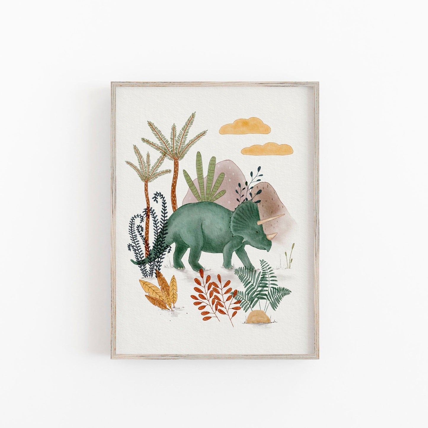 Dinosaur Art Print - Triceratops Gift for Kids - Prints - Urchin Bay