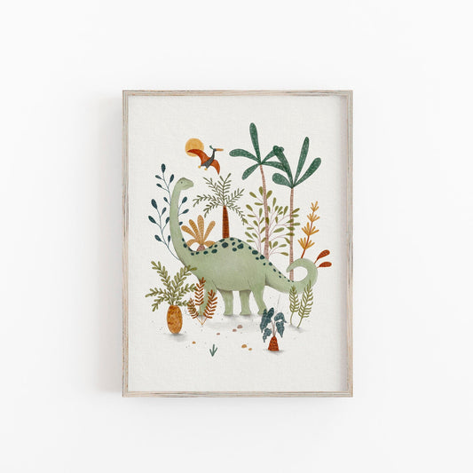 Dinosaur Brachiosaurus Nursery Wall Art Print - Boys Nursery Decor - Prints - Urchin Bay