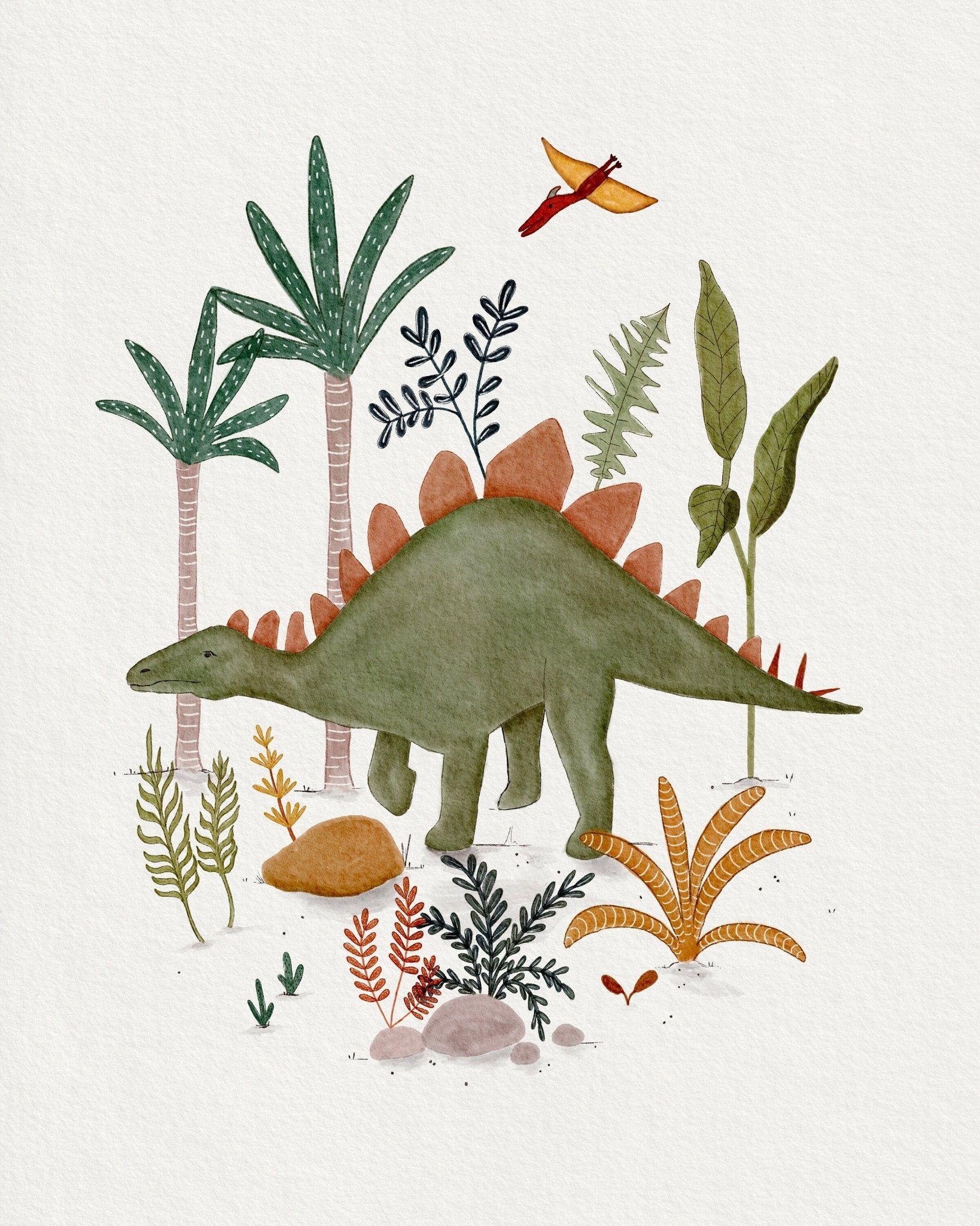 Dinosaur Wall Art for Kids - Stegosaurus Illustration - Prints - Urchin Bay