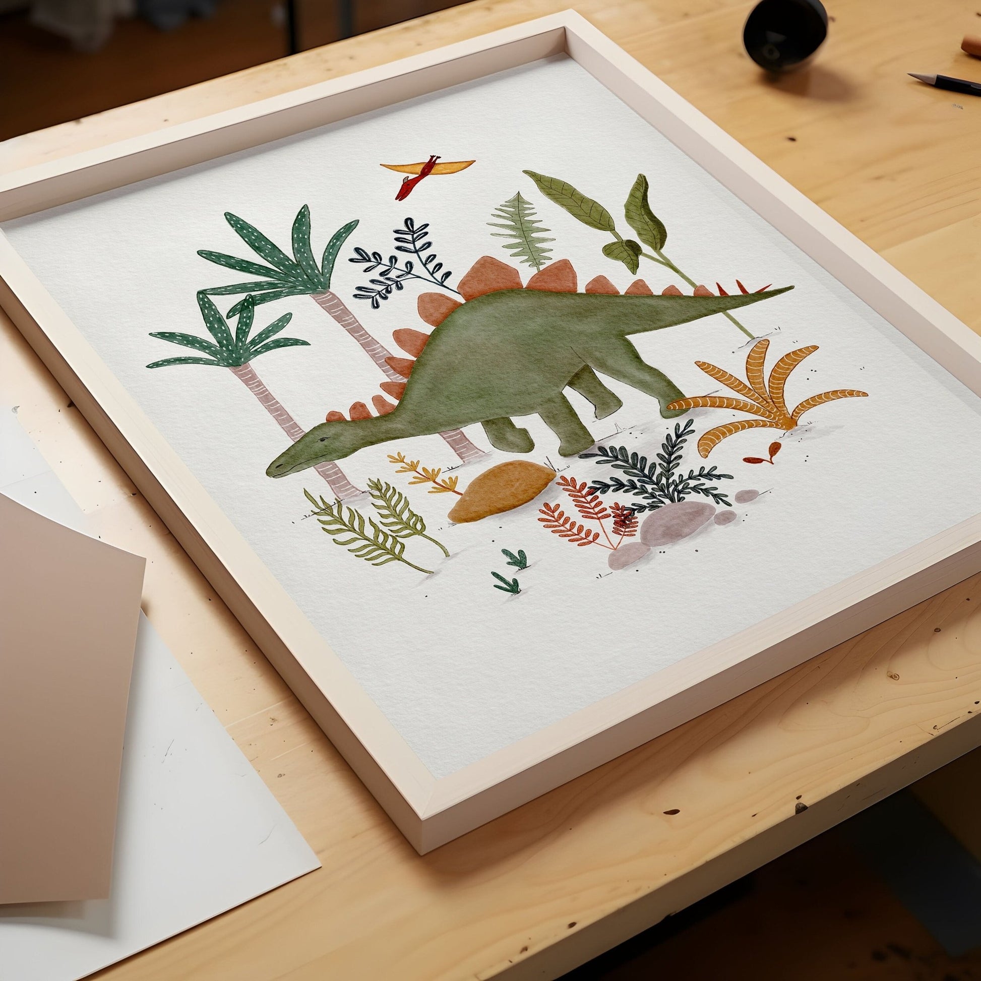 Dinosaur Wall Art for Kids - Stegosaurus Illustration - Prints - Urchin Bay