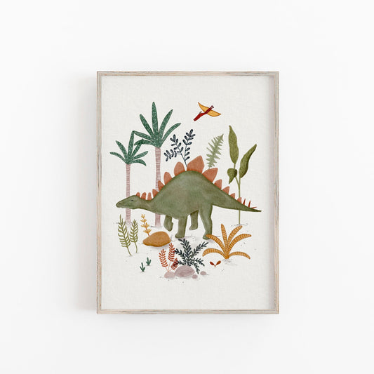 Dinosaur Wall Art for Kids - Stegosaurus Illustration - Prints - Urchin Bay