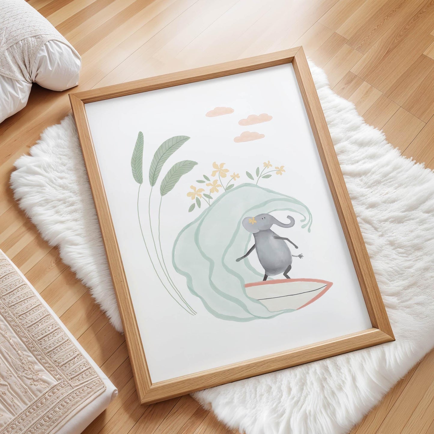 Kids Surfing Art Prints – Tropical Nursery Decor | Set of 3 Surf Nursery Art
