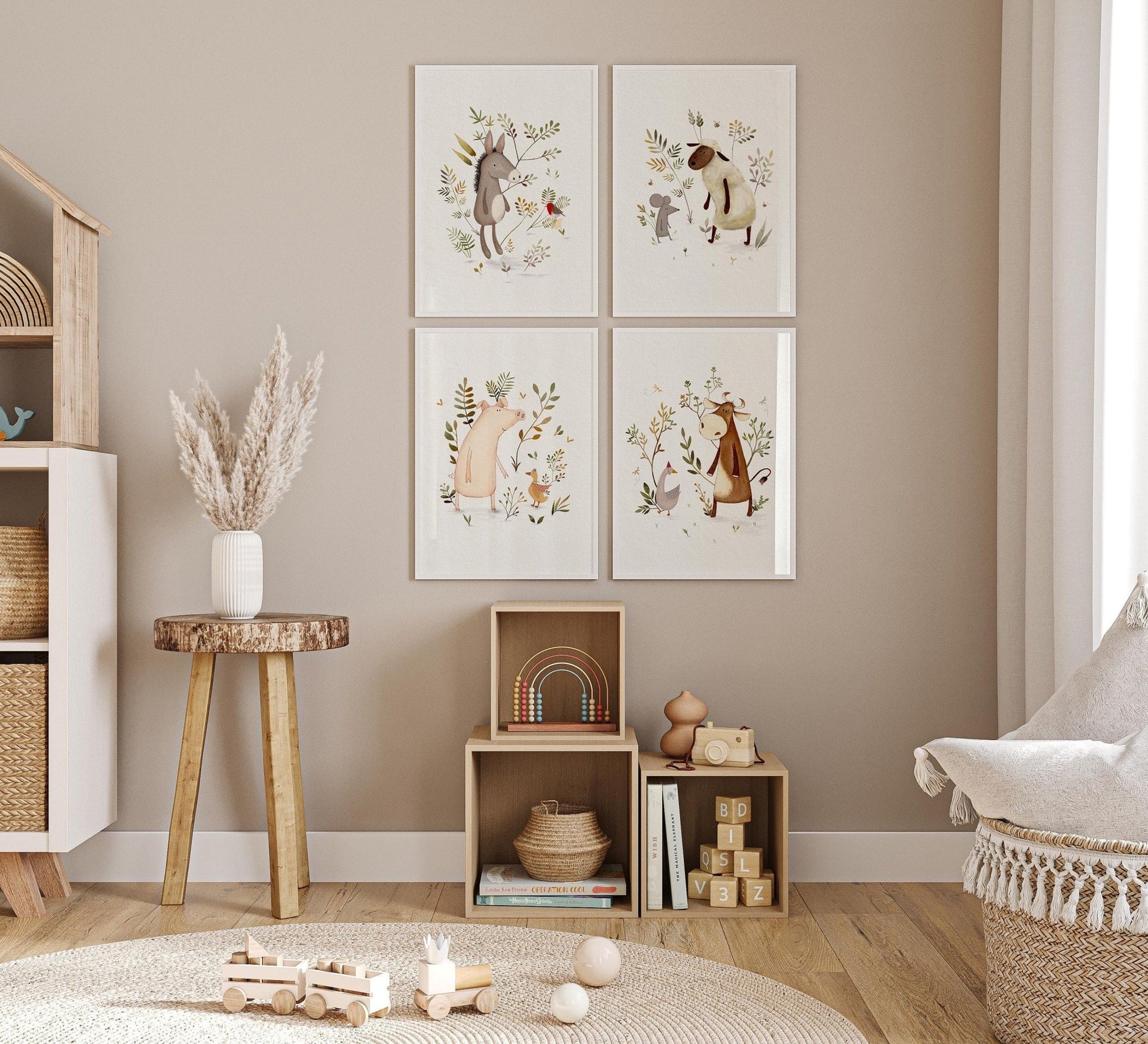 Farm Animal Art Prints - Set of 4 - Prints - Urchin Bay