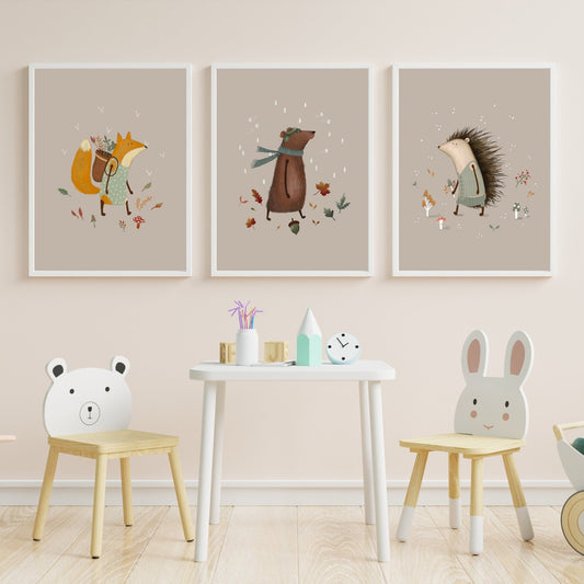 Forest Animal Nursery Prints Set - Prints - Urchin Bay