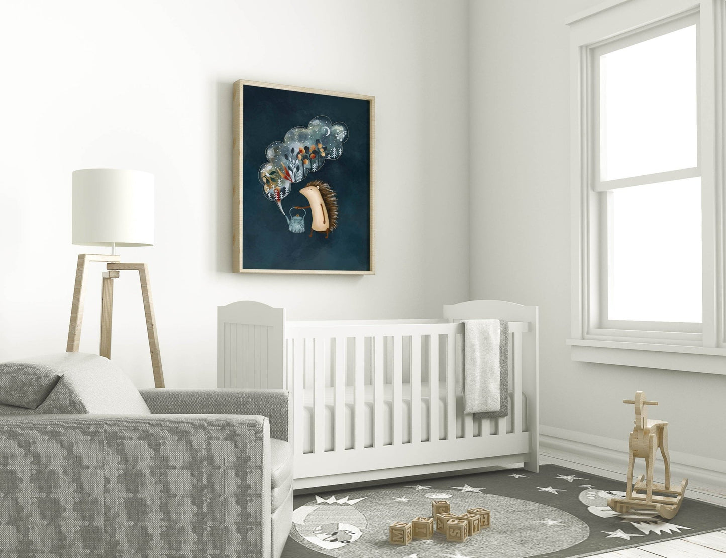 Forest Animal Poster - Night Sky Illustration - Prints - Urchin Bay