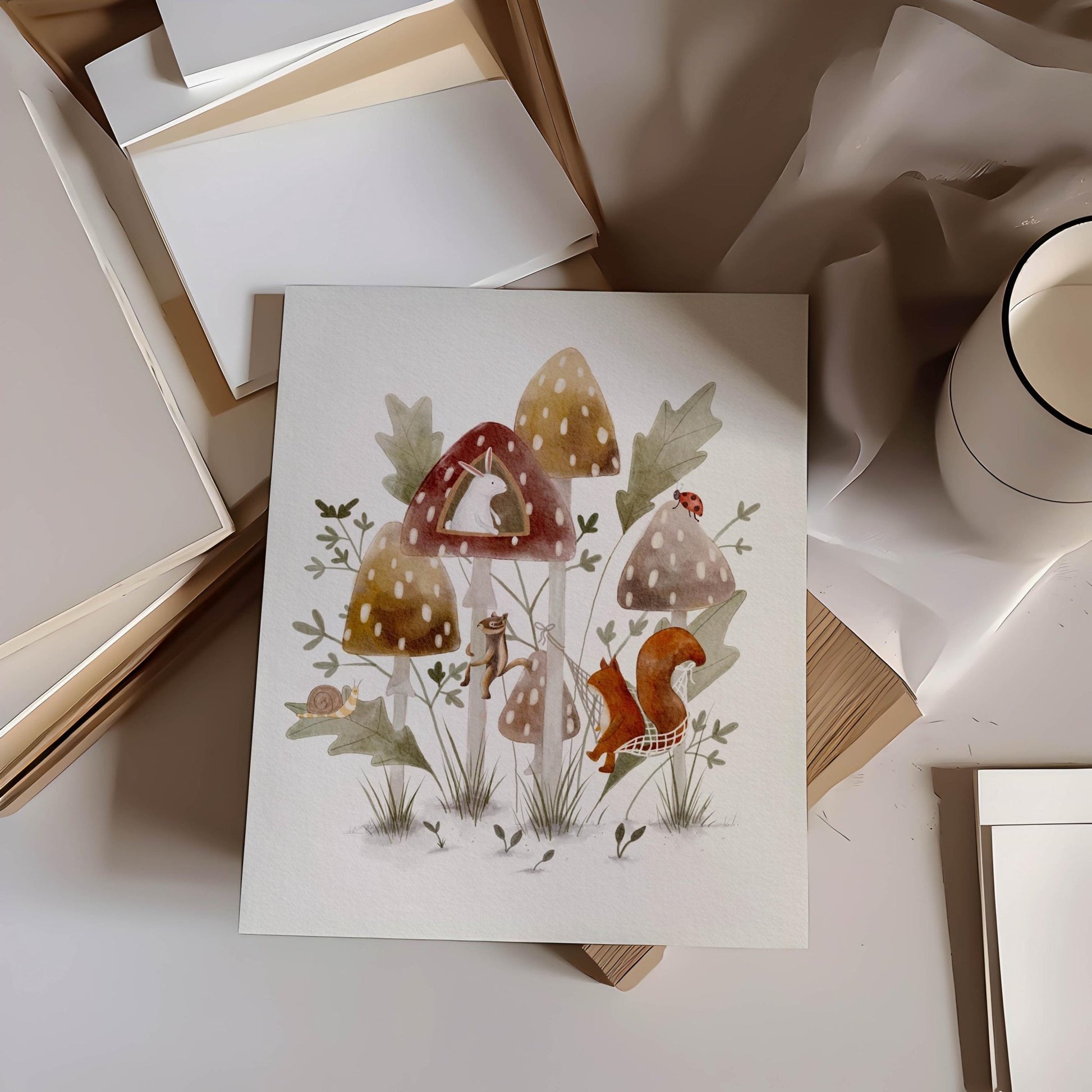 Forest Floor Wonderland – Enchanting Woodland Mushroom Print - Prints - Urchin Bay