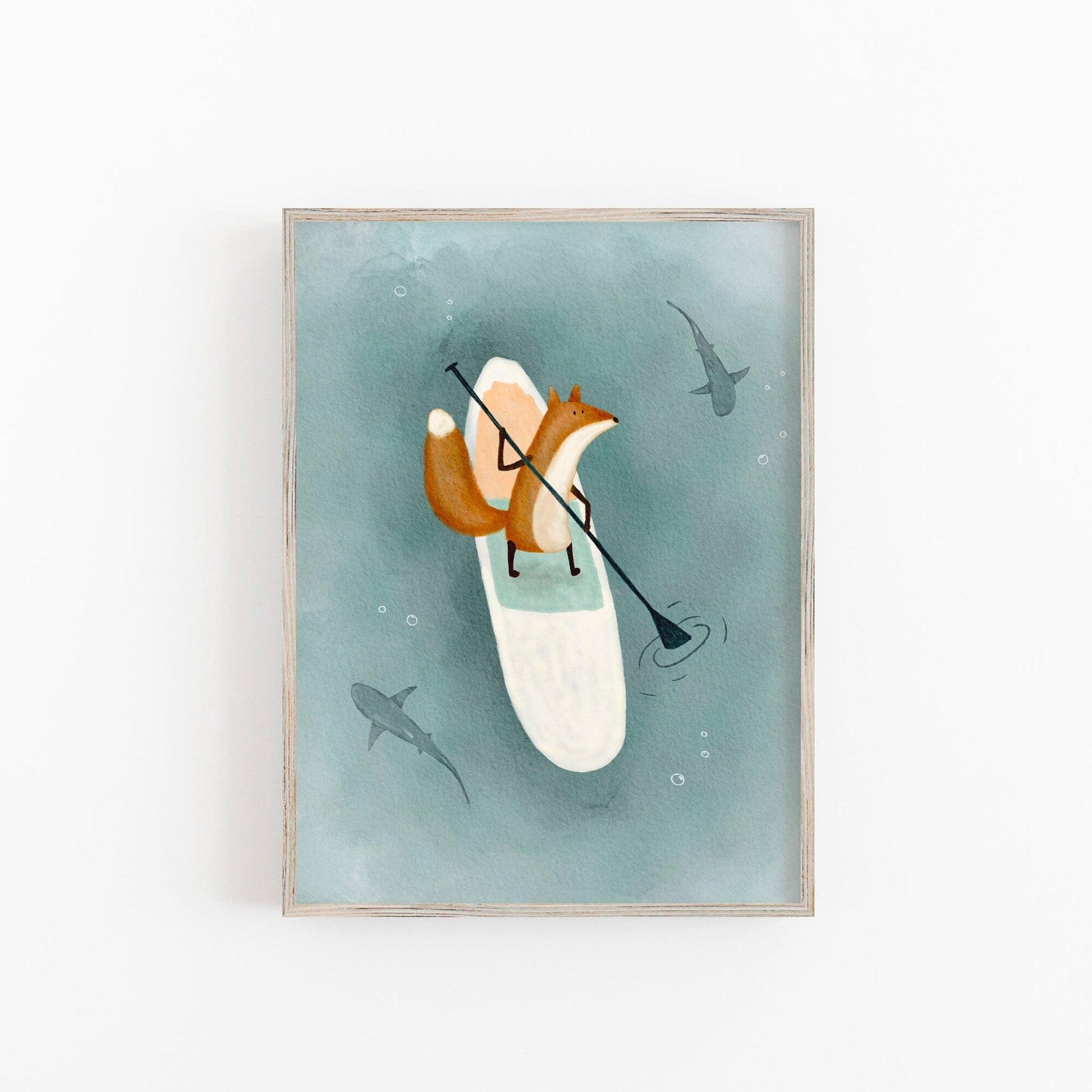 Fox Paddle - boarding Animal Illustration - Prints - Urchin Bay