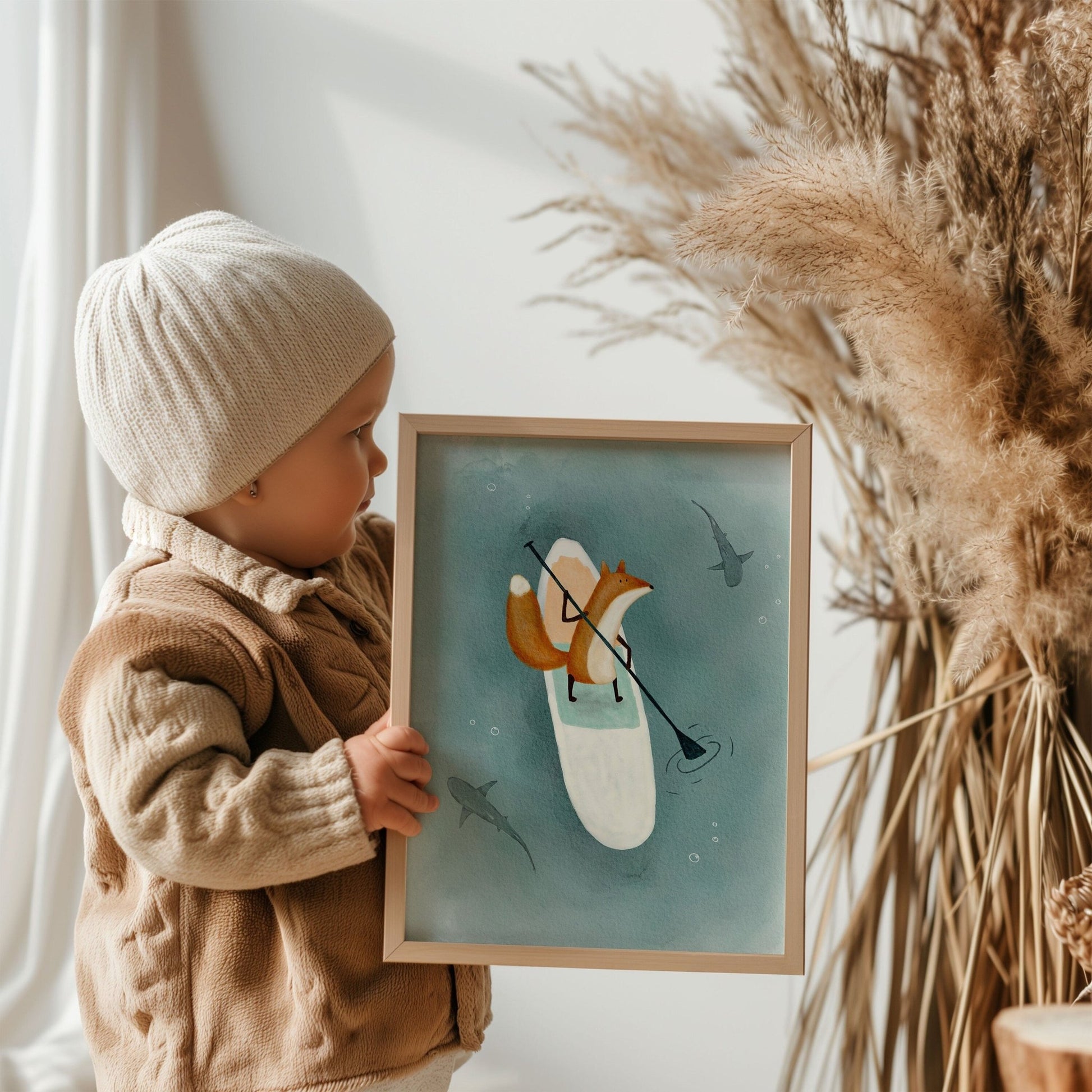 Fox Paddle - boarding Animal Illustration - Prints - Urchin Bay