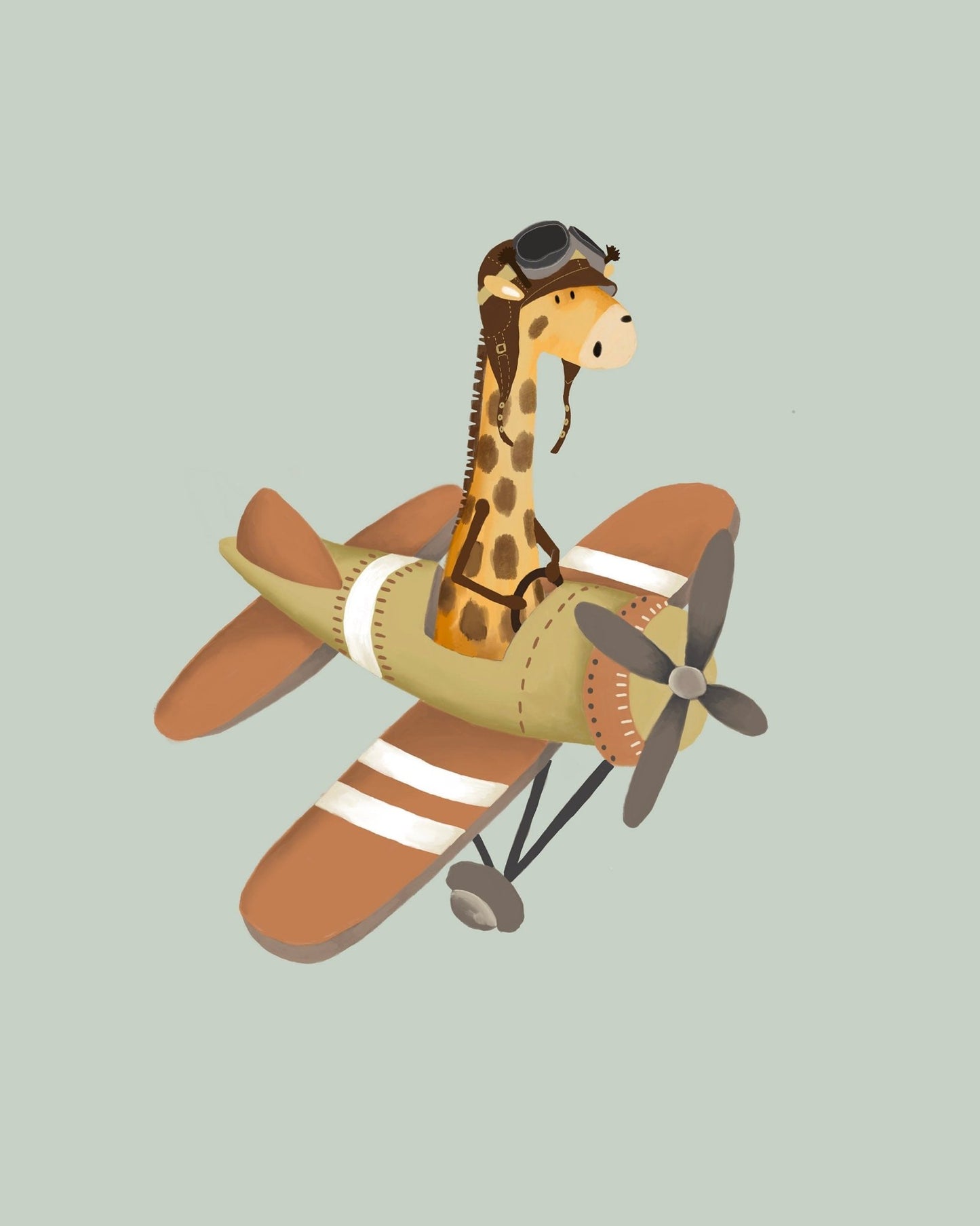 Giraffe Aeroplane Wall Art for Nursery - Prints - Urchin Bay