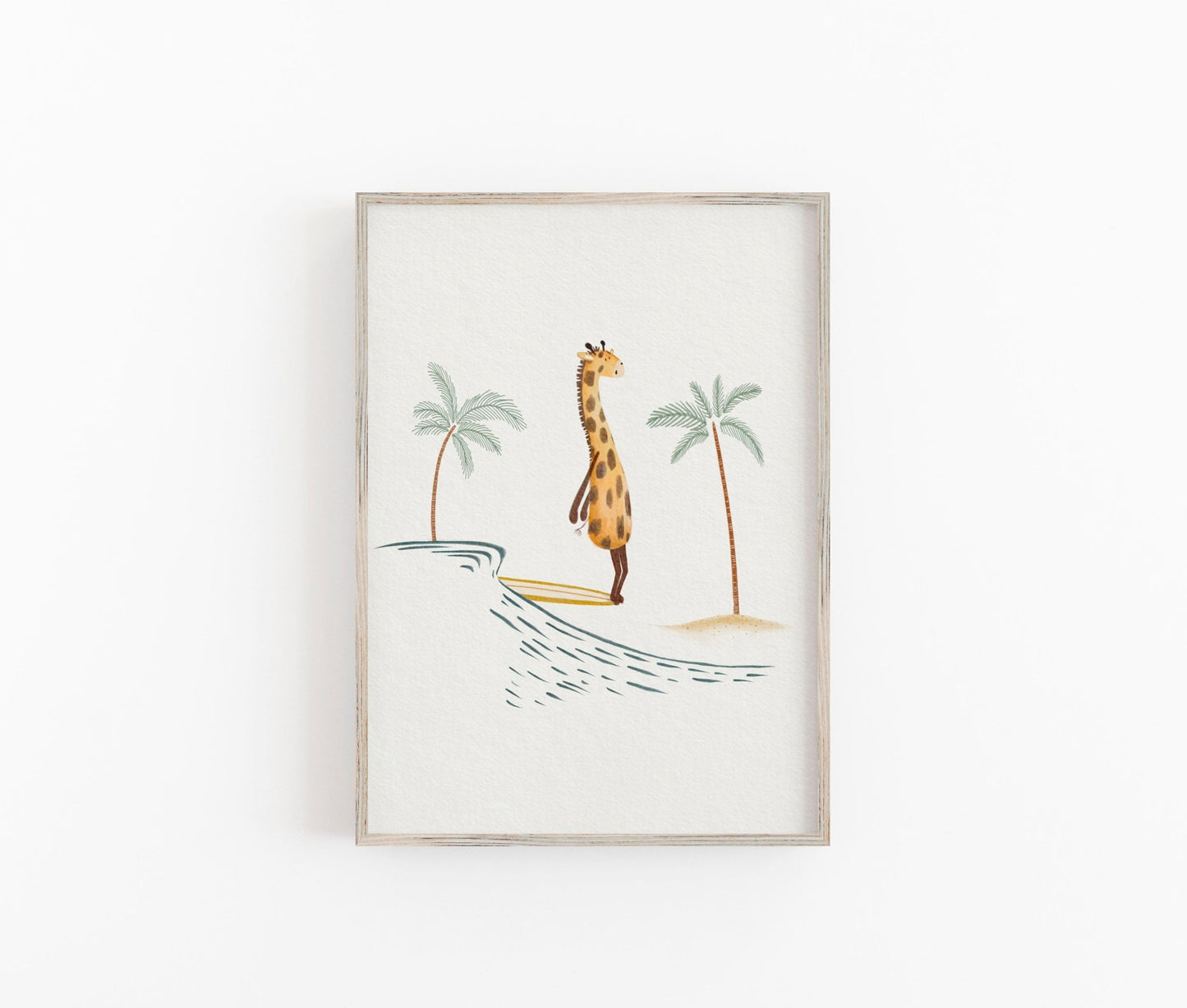 Giraffe Surfing Art Print, Longboarding Wall Art - Prints - Urchin Bay