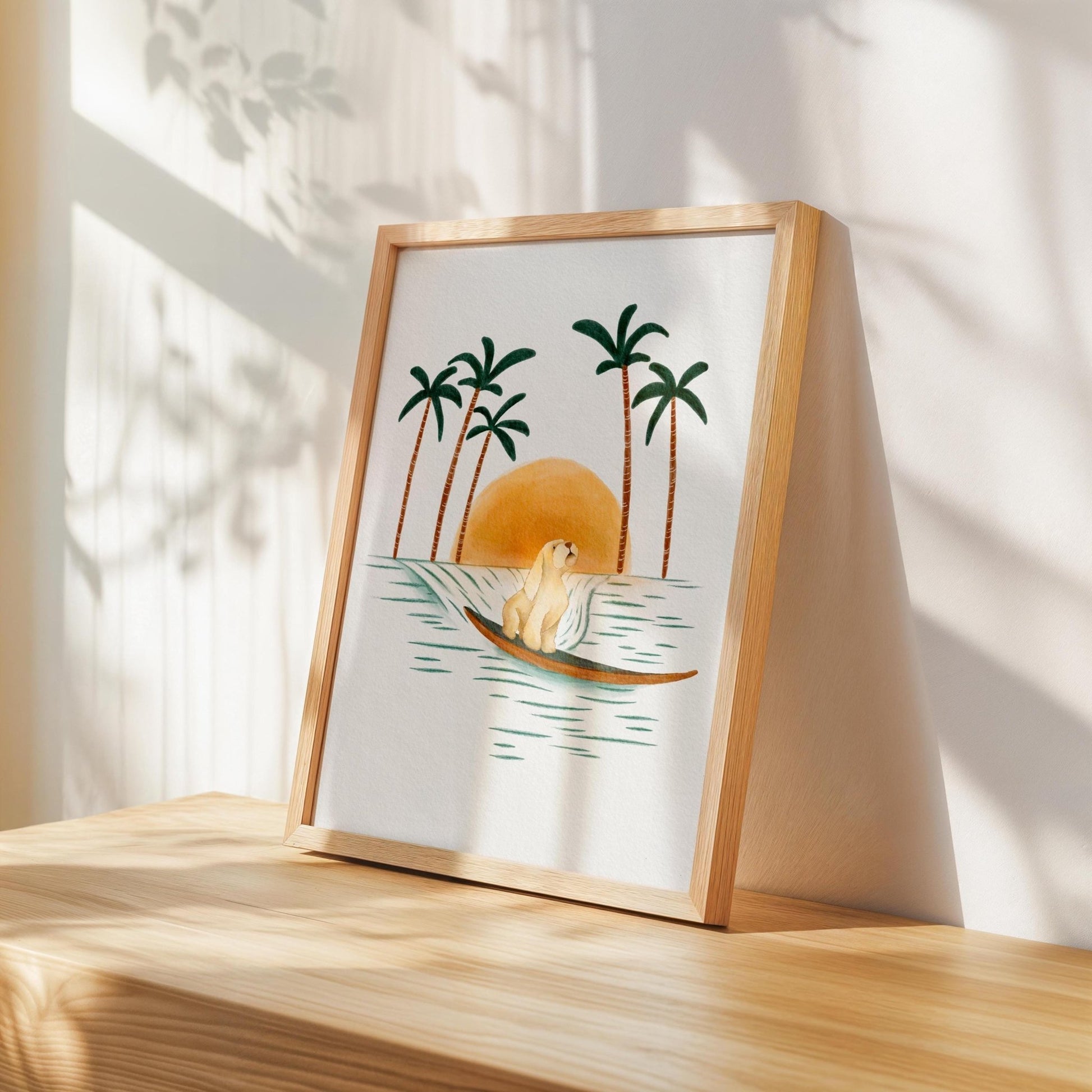 Golden Doodle Surf Print – Beach Dog Wall Art - Prints - Urchin Bay