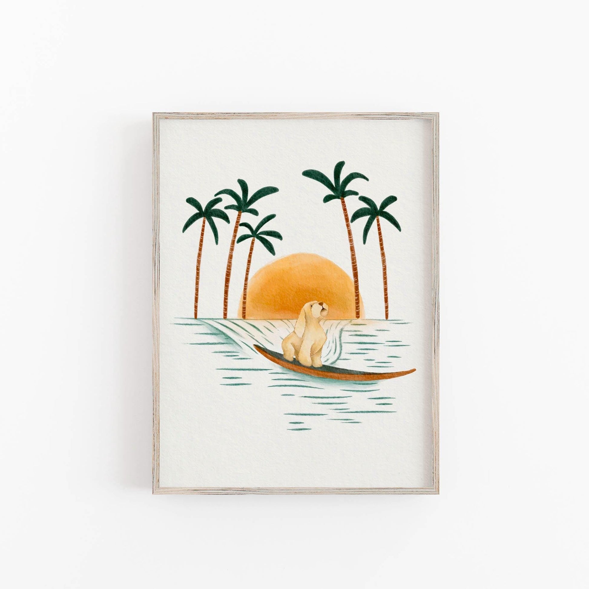 Golden Doodle Surf Print – Beach Dog Wall Art - Prints - Urchin Bay