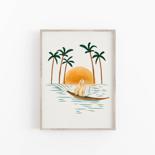 Golden Doodle Surf Print – Beach Dog Wall Art - Prints - Urchin Bay