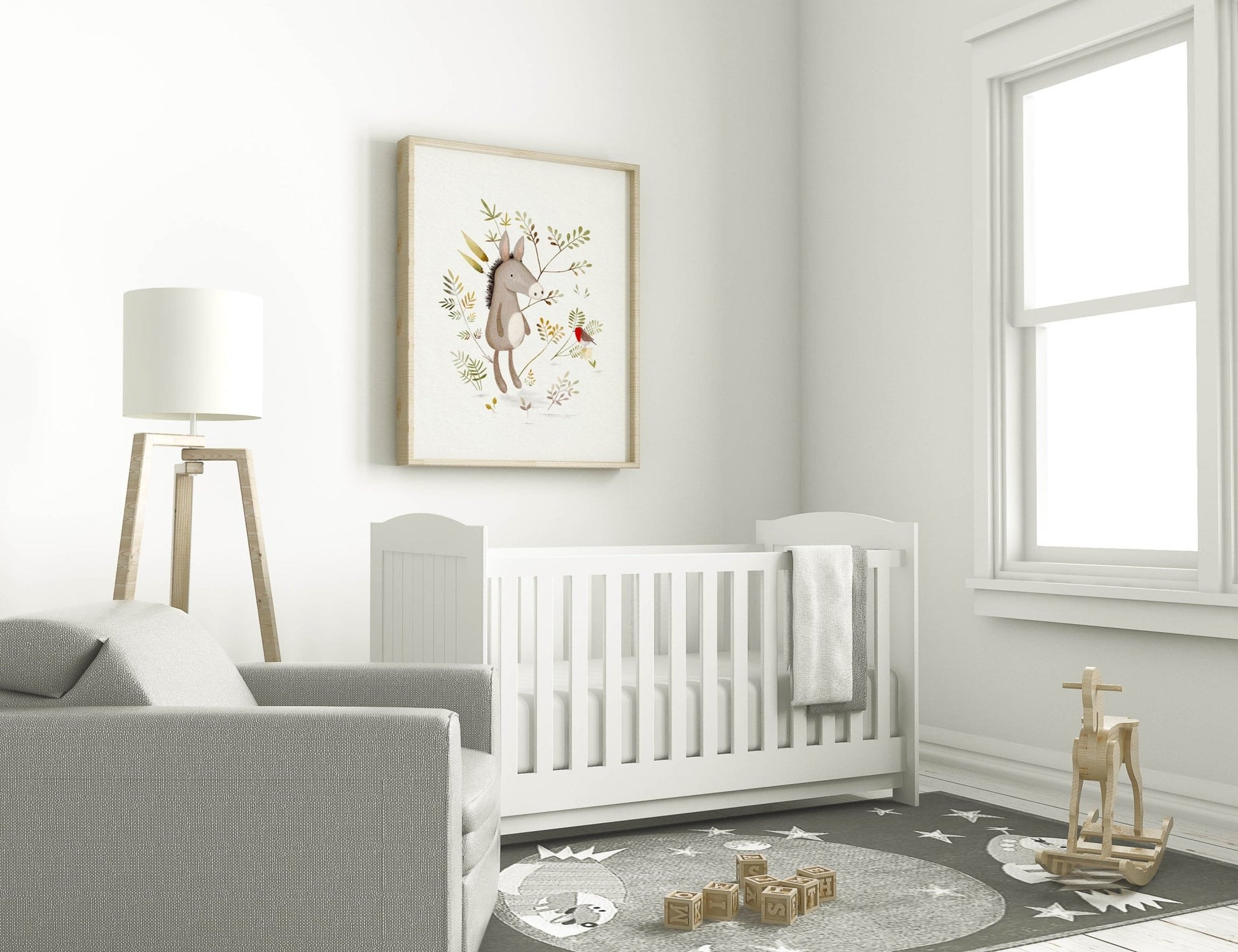 Hand Painted Donkey Print for Kids Room - Prints - Urchin Bay