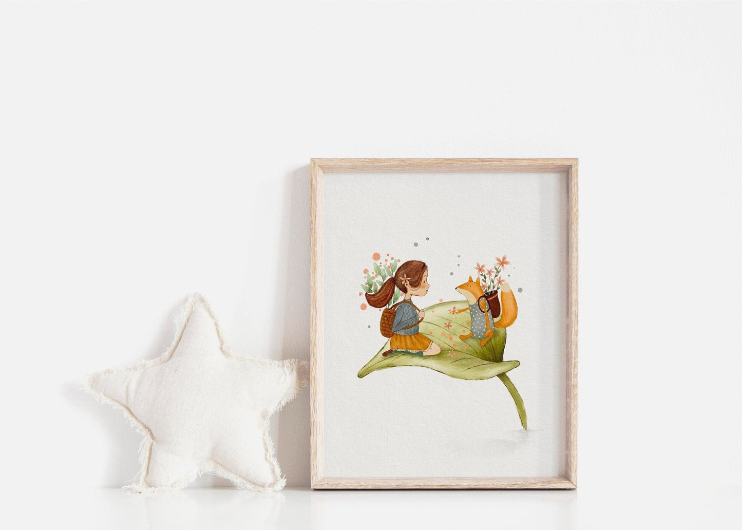 Hand Painted Girl and Fox Nursery Wall Art - Whimsical Illustration - Prints - Urchin Bay