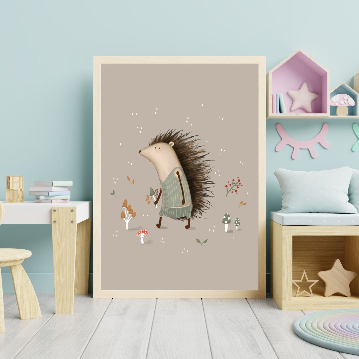 Hedgehog Picture for Childs Room - Prints - Urchin Bay